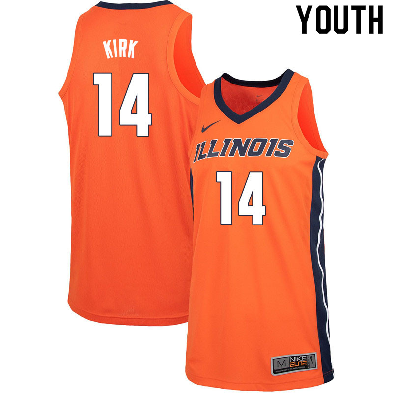 Youth #14 Walt Kirk Illinois Fighting Illini College Basketball Jerseys Sale-Orange